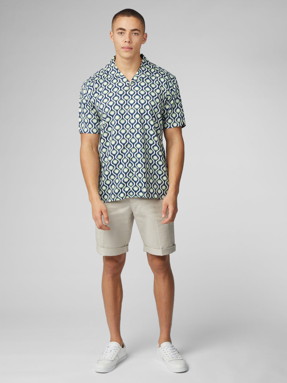 Green Ben Sherman Signature Retro Geo Shirts | QCUILN-031