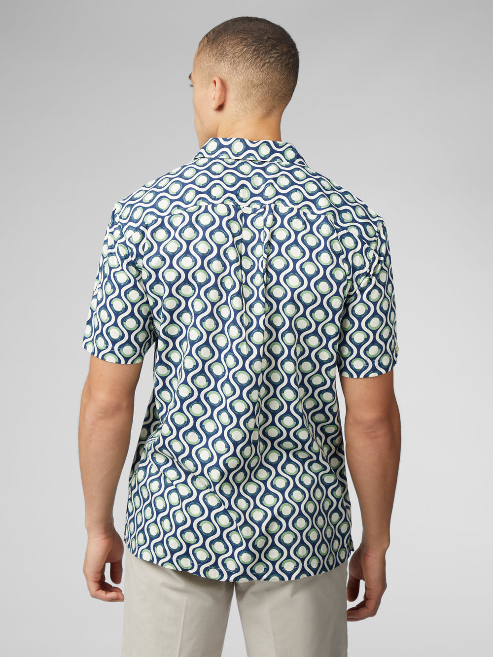 Green Ben Sherman Signature Retro Geo Shirts | QCUILN-031