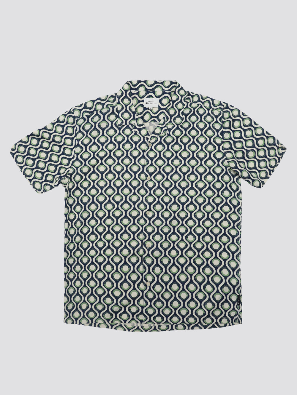 Green Ben Sherman Signature Retro Geo Shirts | QCUILN-031