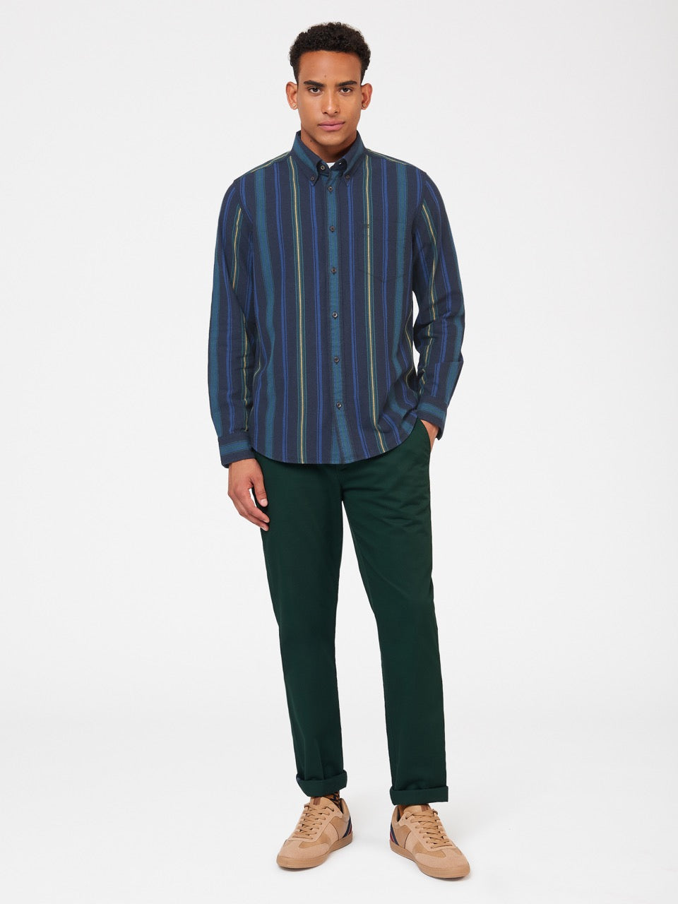 Green Ben Sherman Signature Striped Oxford Shirts | FSAOXD-120