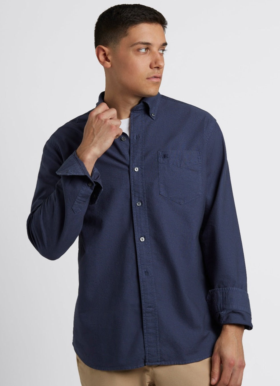 Indigo Ben Sherman Beatnik Oxford Garment Dye Shirts | NXOEGI-819