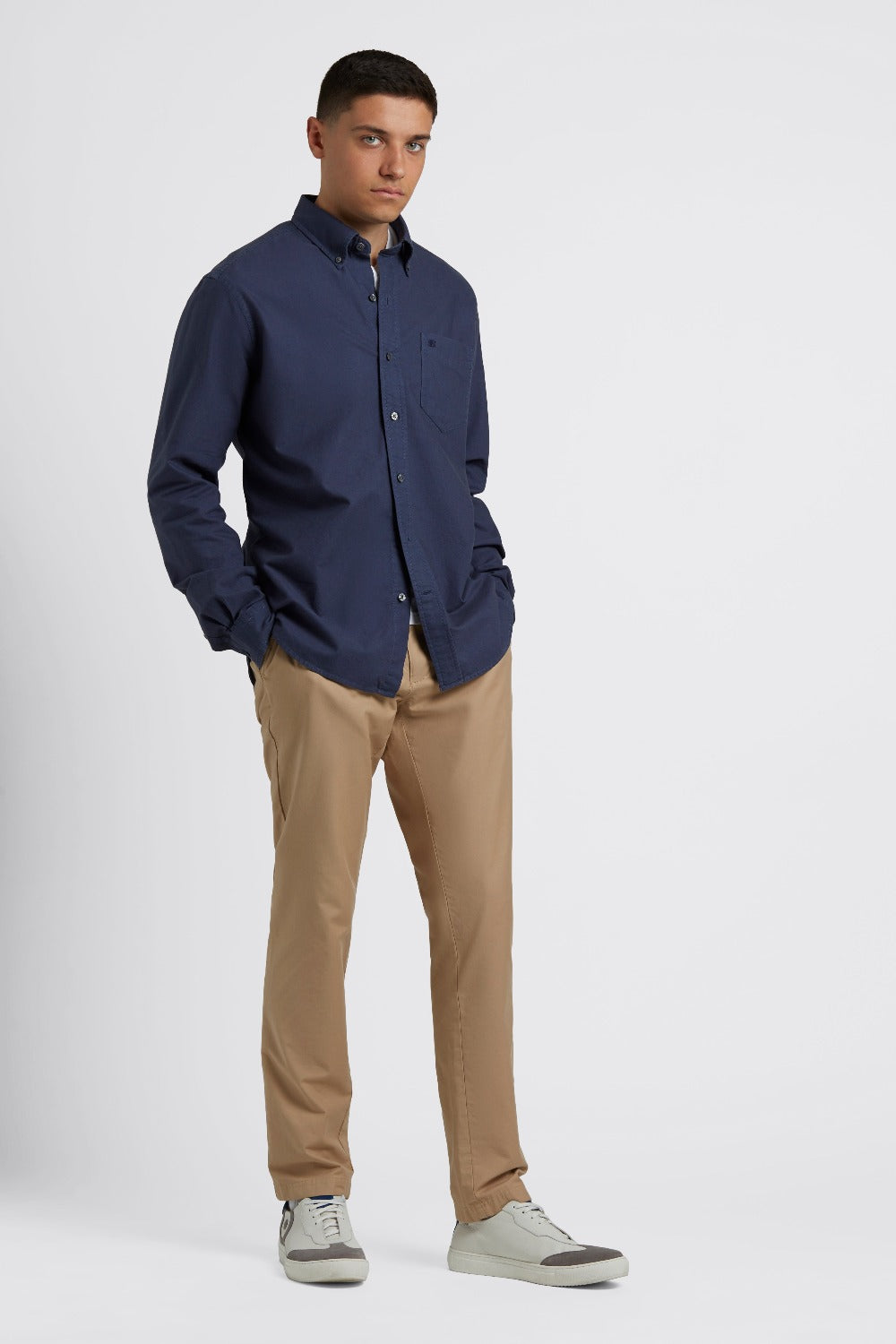 Indigo Ben Sherman Beatnik Oxford Garment Dye Shirts | NXOEGI-819