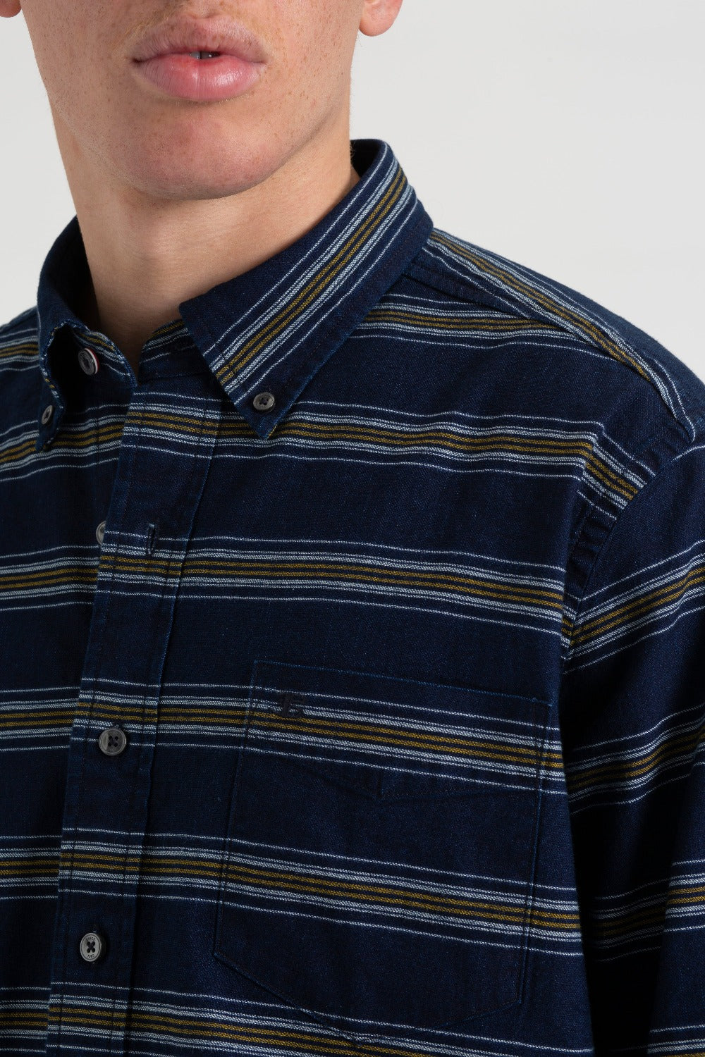 Indigo Ben Sherman Dalston Blues Long Sleeve Indigo Stripe Shirts | ZQRENV-678