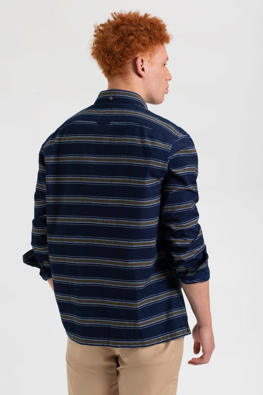 Indigo Ben Sherman Dalston Blues Long Sleeve Indigo Stripe Shirts | ZQRENV-678