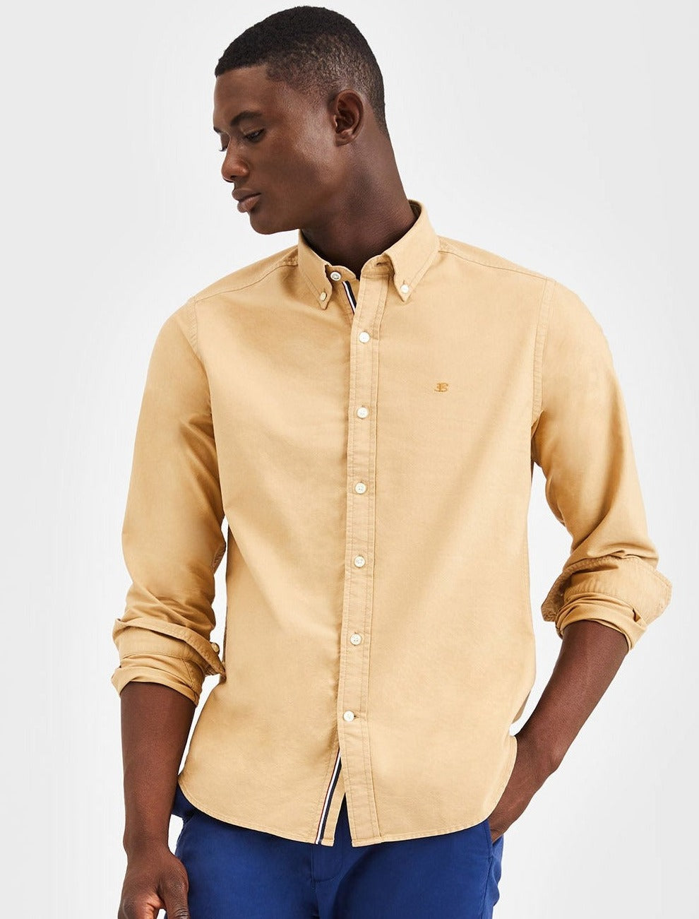 Khaki Ben Sherman Beatnik Oxford Garment Dye Shirts | JDOHQY-379