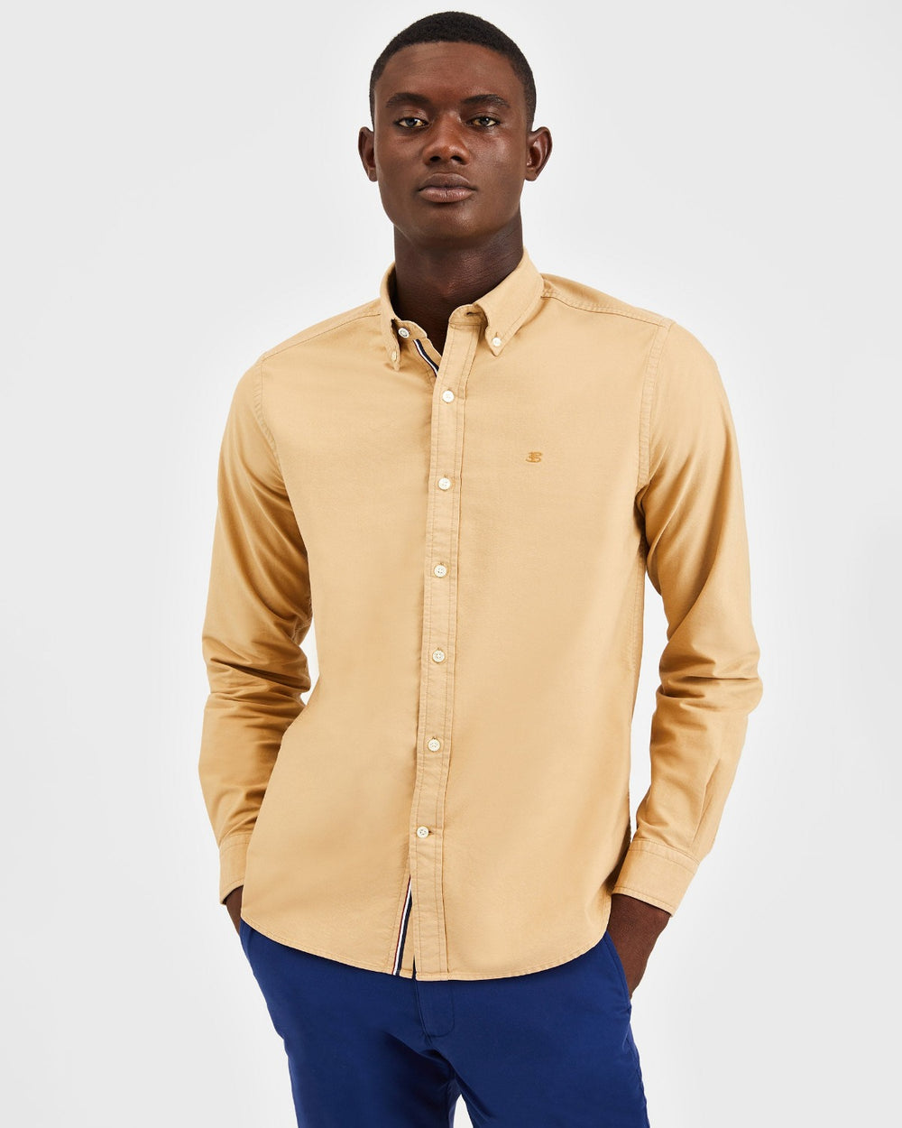 Khaki Ben Sherman Beatnik Oxford Garment Dye Shirts | JDOHQY-379