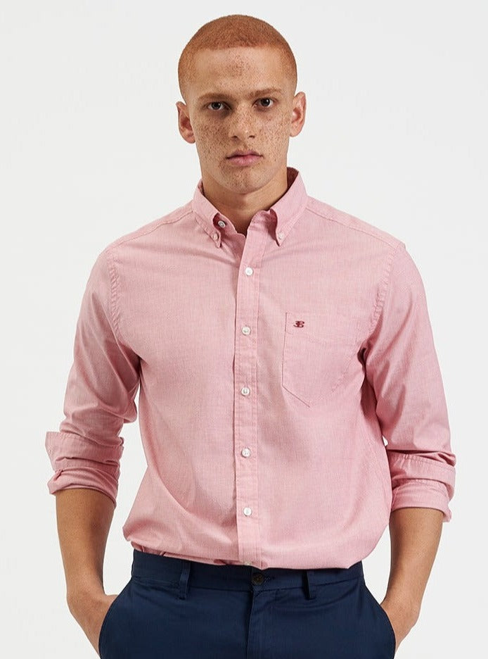 Light Red Ben Sherman Beatnik Wash Long-Sleeve Shirts | TYVDXQ-495