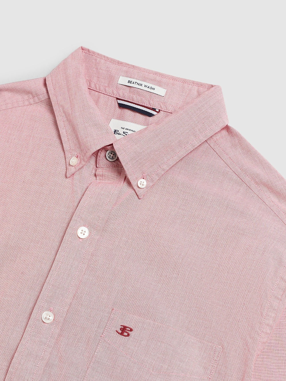 Light Red Ben Sherman Beatnik Wash Long-Sleeve Shirts | TYVDXQ-495