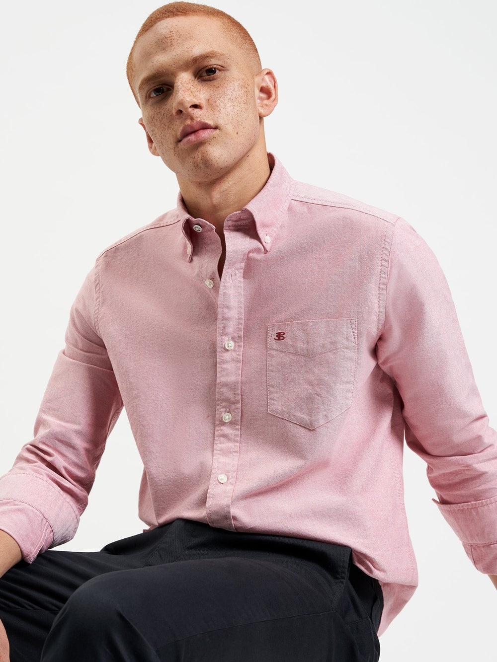 Light Red Ben Sherman Brighton Oxford Organic Shirts | IWNAQG-607