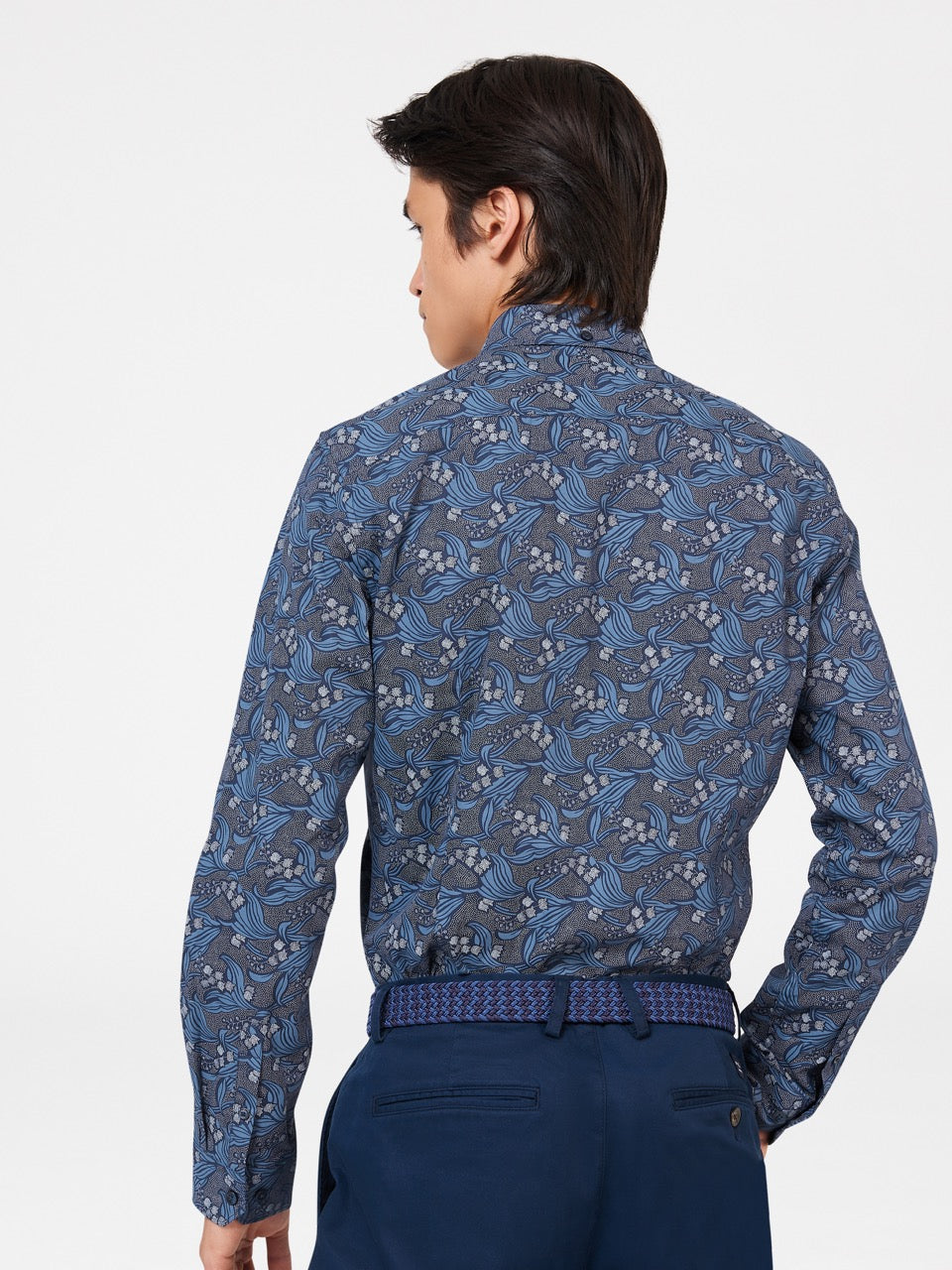 Navy Ben Sherman Art Nouveau Floral Shirts | FKNAZV-016