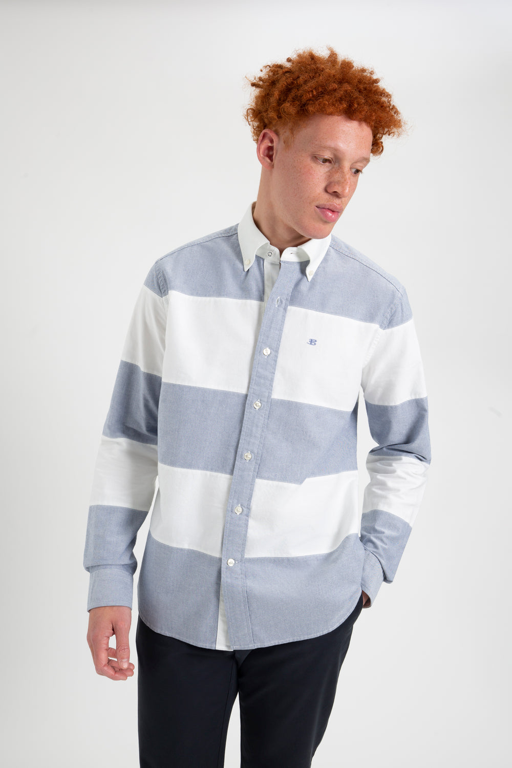 Navy Ben Sherman Brighton Oxford Organic Garment Dye Rugby Shirts | SHKQZO-736