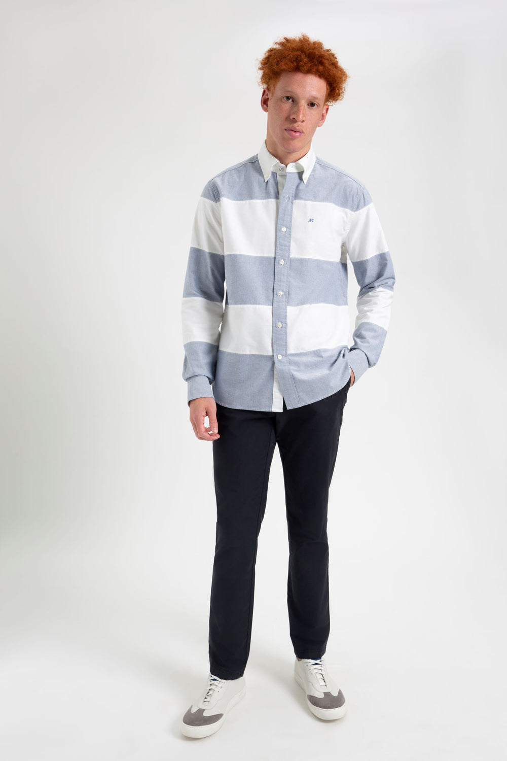 Navy Ben Sherman Brighton Oxford Organic Garment Dye Rugby Shirts | SHKQZO-736