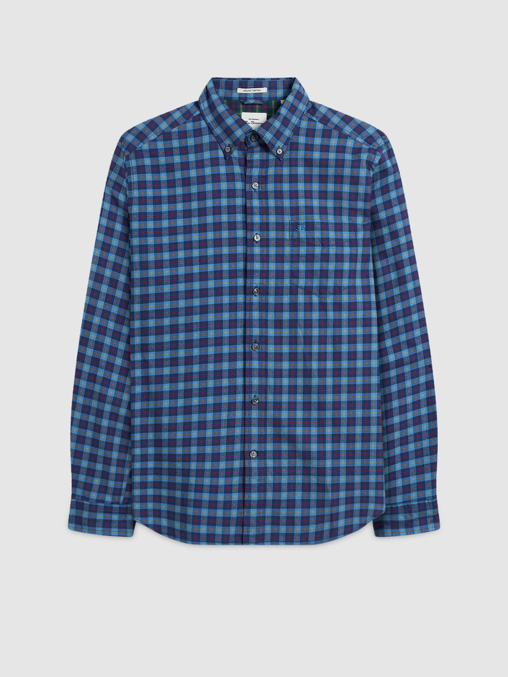 Navy Ben Sherman House Tartan Twill Shirts | WUORNY-957