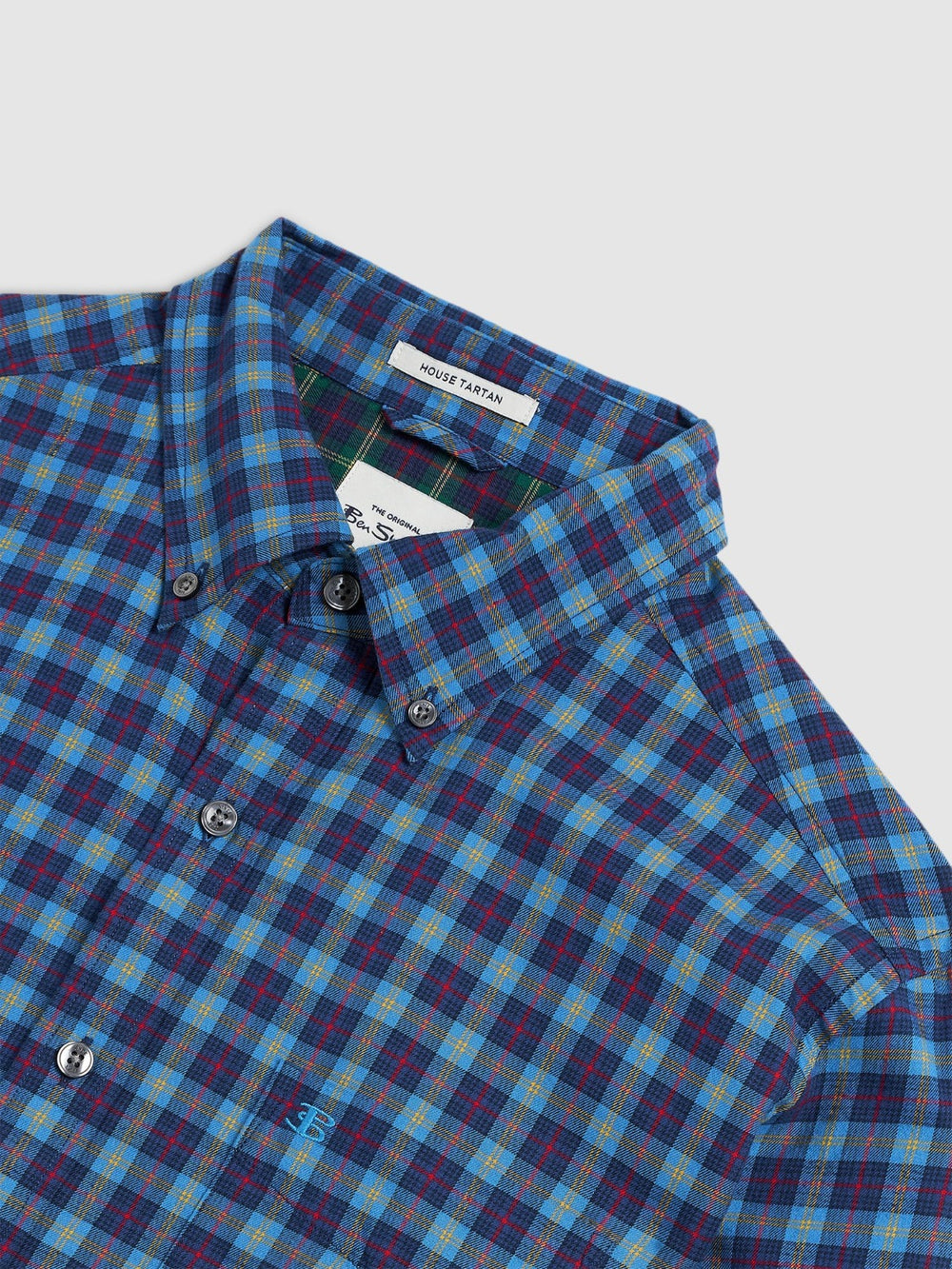 Navy Ben Sherman House Tartan Twill Shirts | WUORNY-957