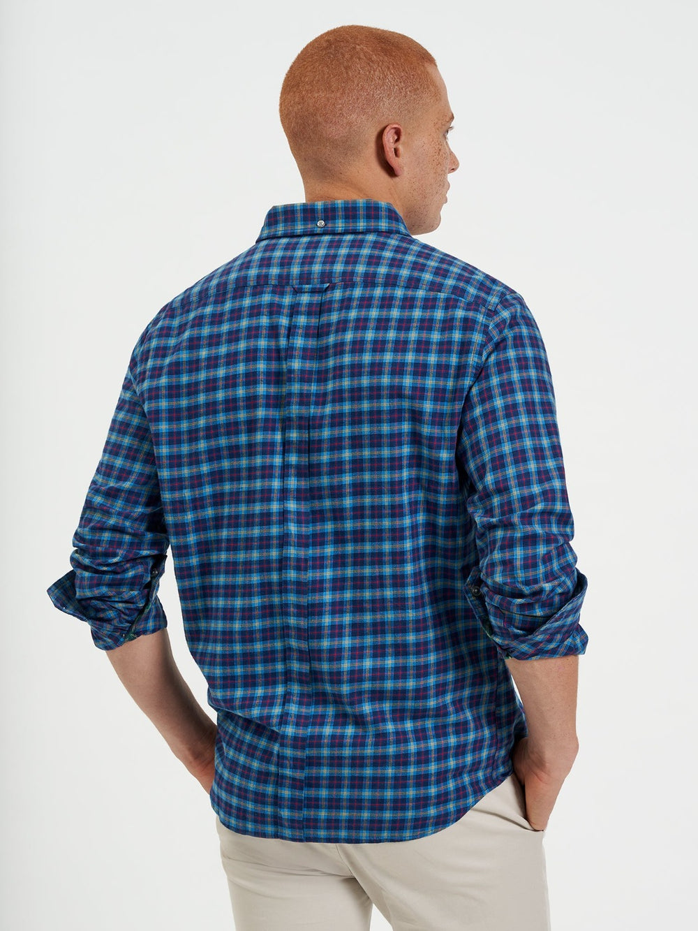 Navy Ben Sherman House Tartan Twill Shirts | WUORNY-957