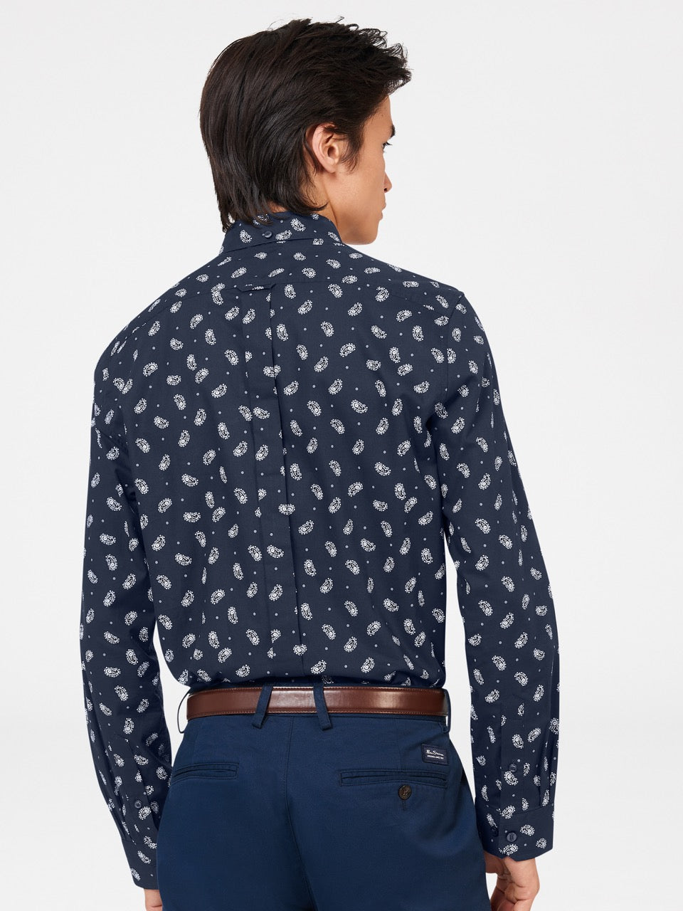 Navy Ben Sherman Micro Paisley Shirts | CDUVHG-643