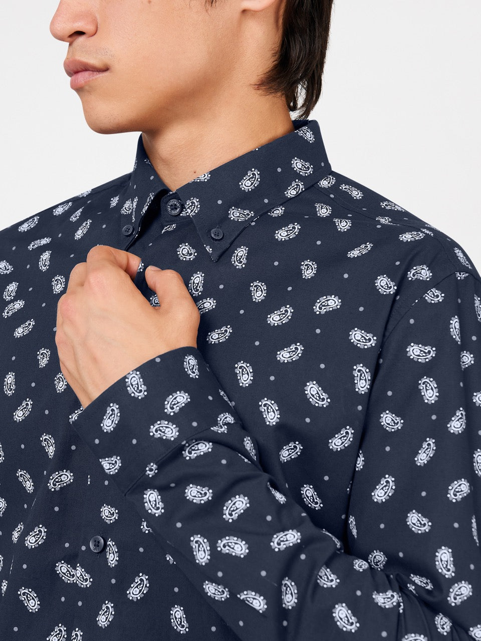 Navy Ben Sherman Micro Paisley Shirts | CDUVHG-643