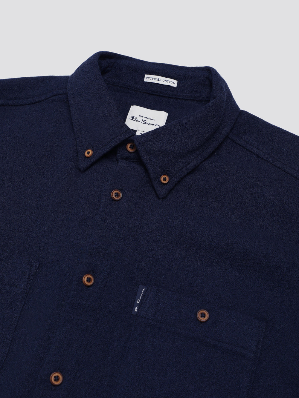 Navy Ben Sherman Signature Boucle Shirts | VIXTJP-074