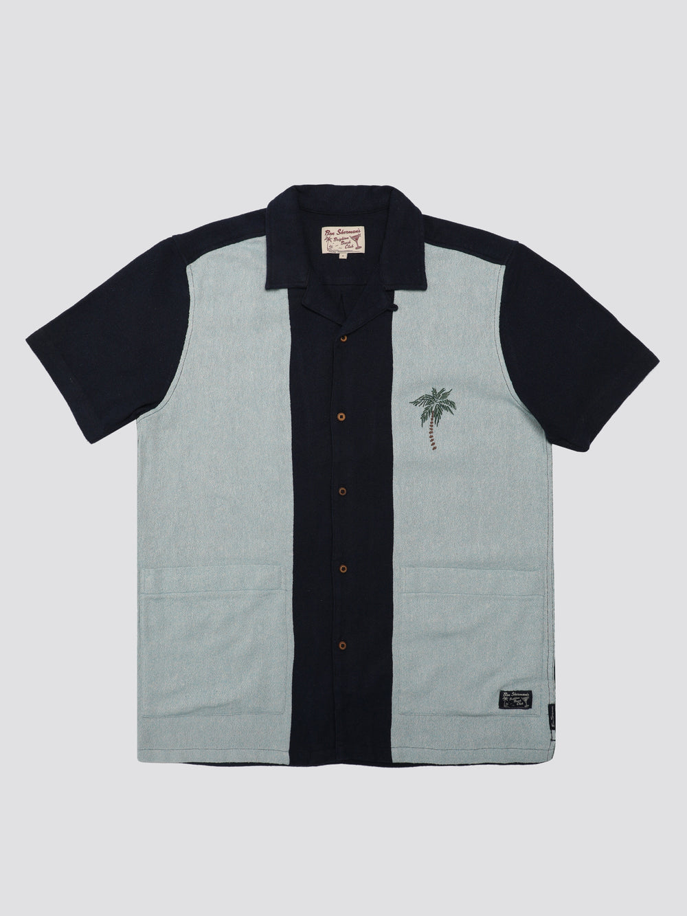 Navy Ben Sherman Signature Recycled Boucle Resort Shirts | FVWRKN-138