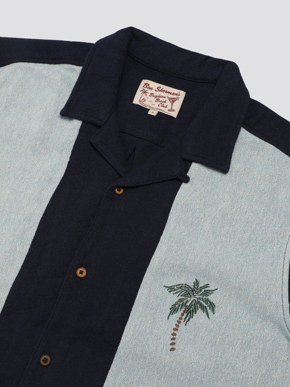 Navy Ben Sherman Signature Recycled Boucle Resort Shirts | FVWRKN-138