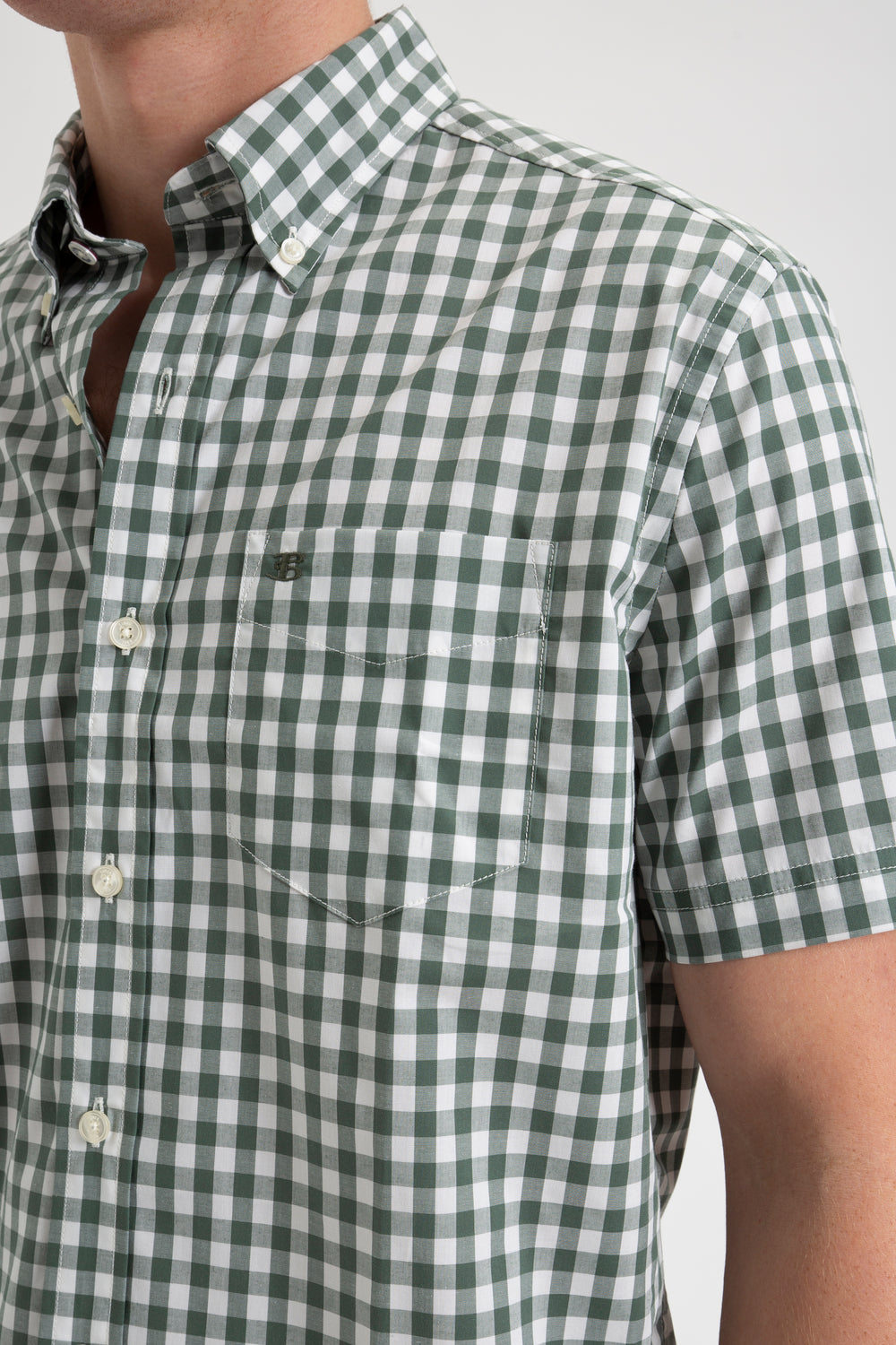 Olive Ben Sherman House Poplin Gingham Shirts | JZCTLE-735