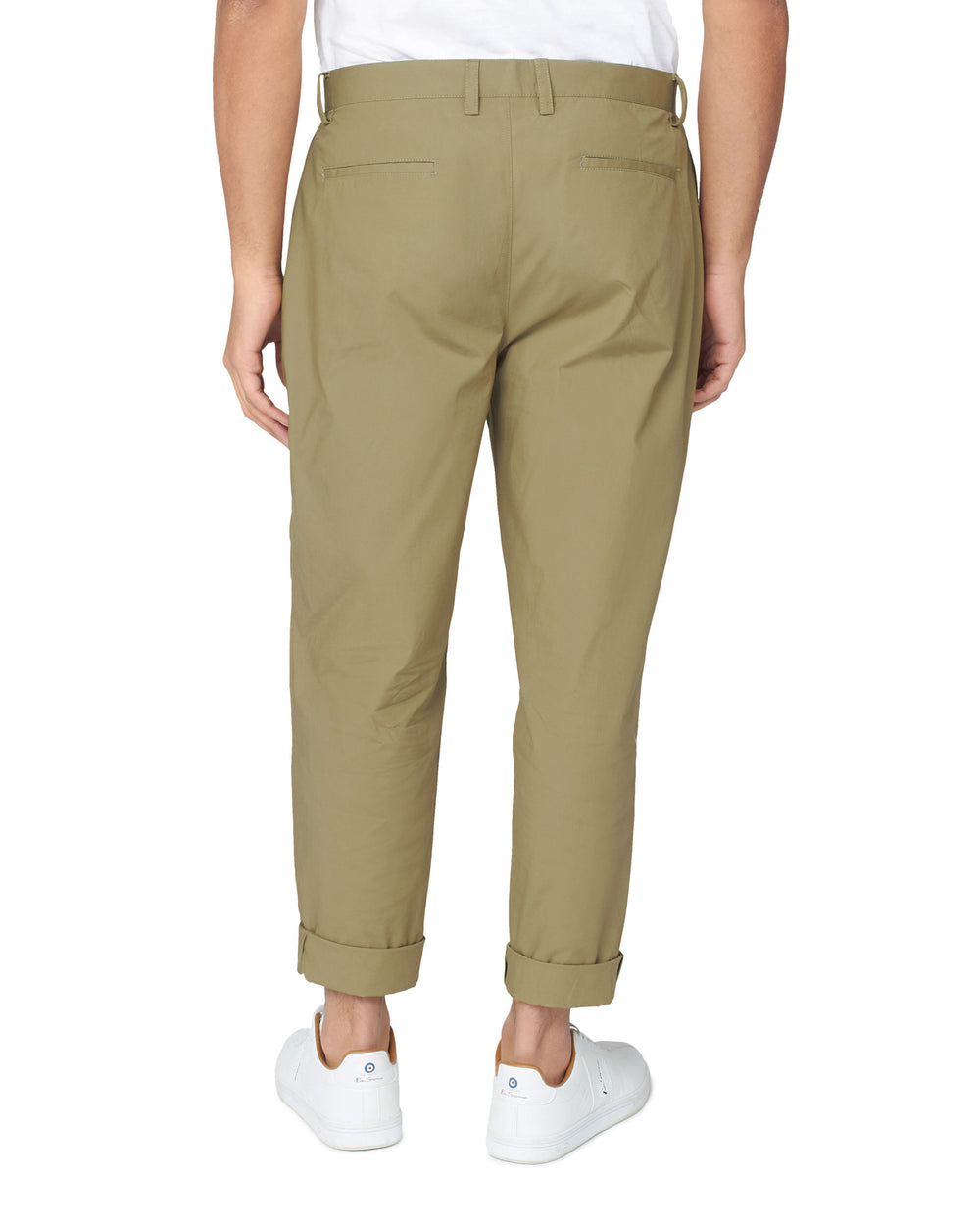 Olive Ben Sherman Poplin Relaxed-Taper Pleated Pants | FLQXSN-791