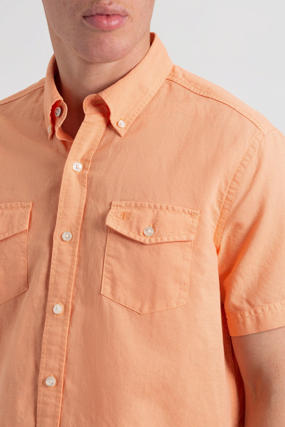 Orange Ben Sherman Garment Dye Linen Shirts | MOPWIV-457