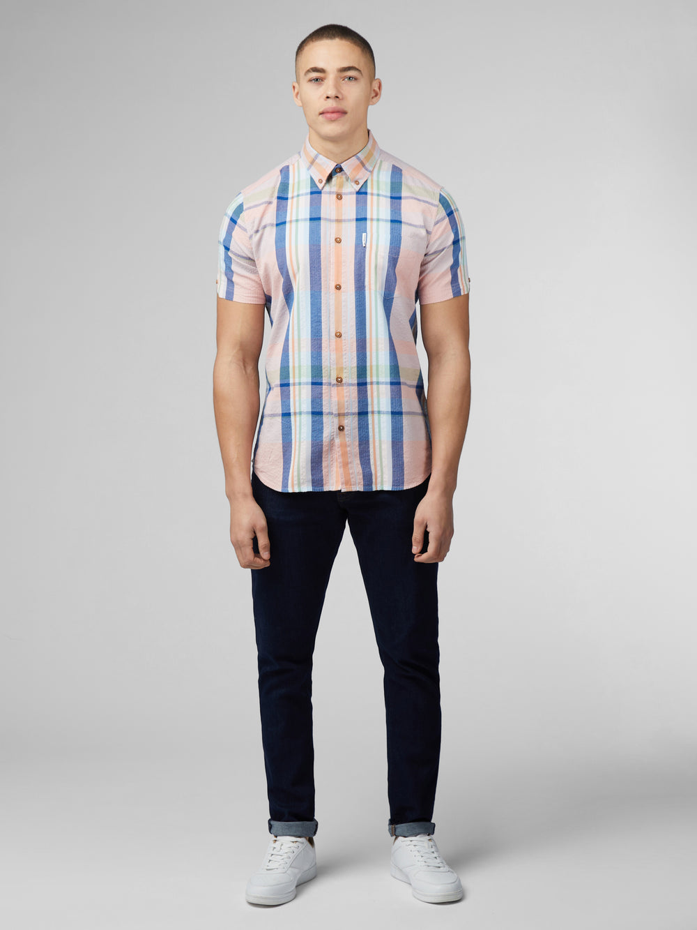 Pink Ben Sherman Signature Seersucker Check Shirts | CVKREO-518