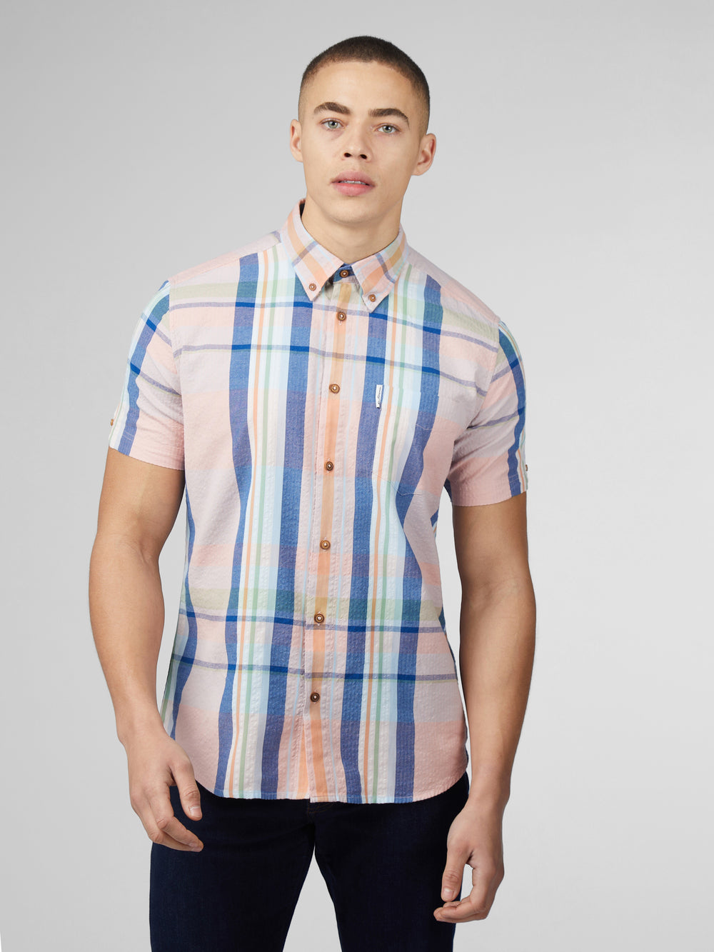 Pink Ben Sherman Signature Seersucker Check Shirts | CVKREO-518