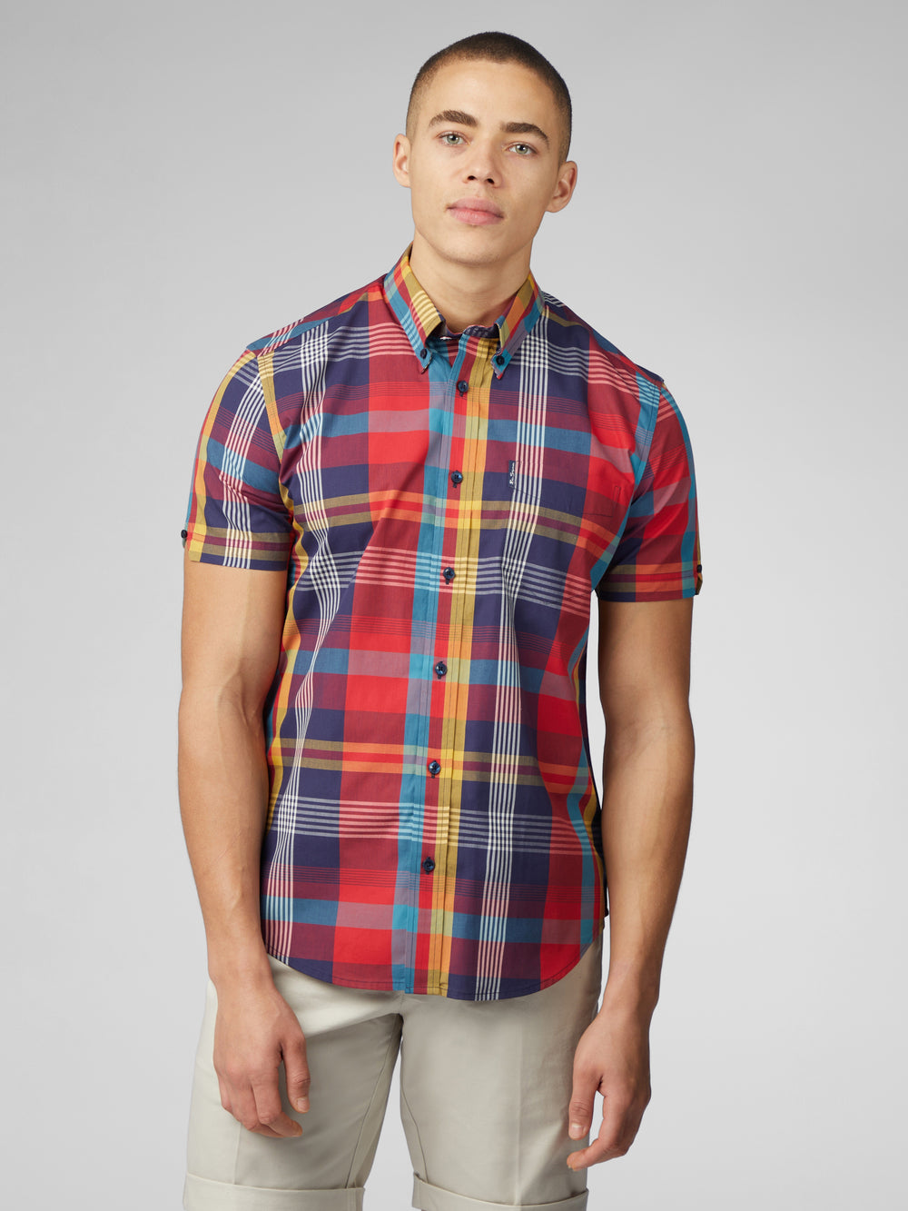 Red Ben Sherman Signature Large Madras Check Shirts | PZDOYX-968