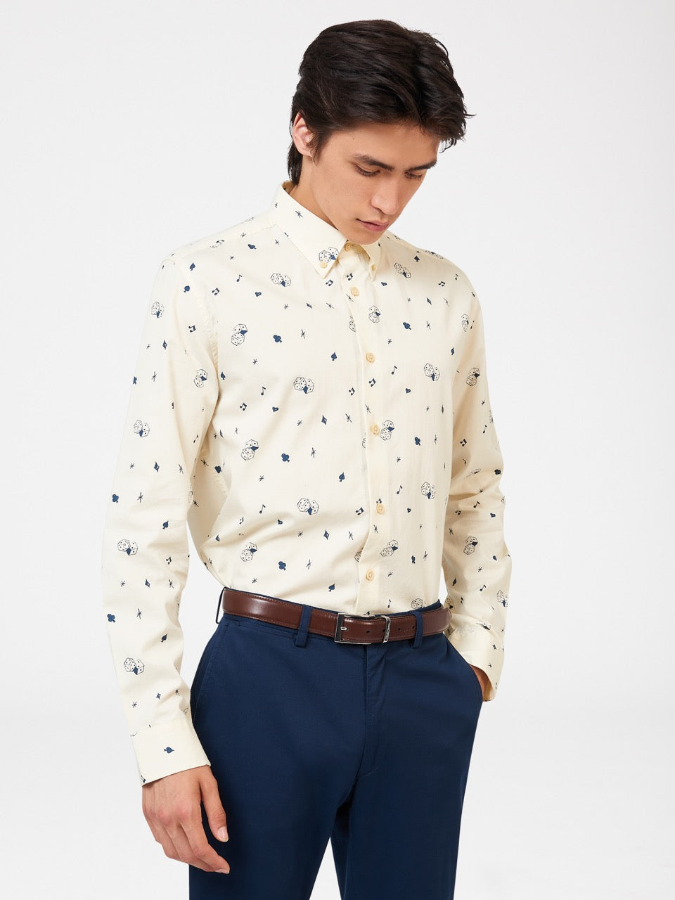 White Ben Sherman Conversational Icon Shirts | FOMQRV-503