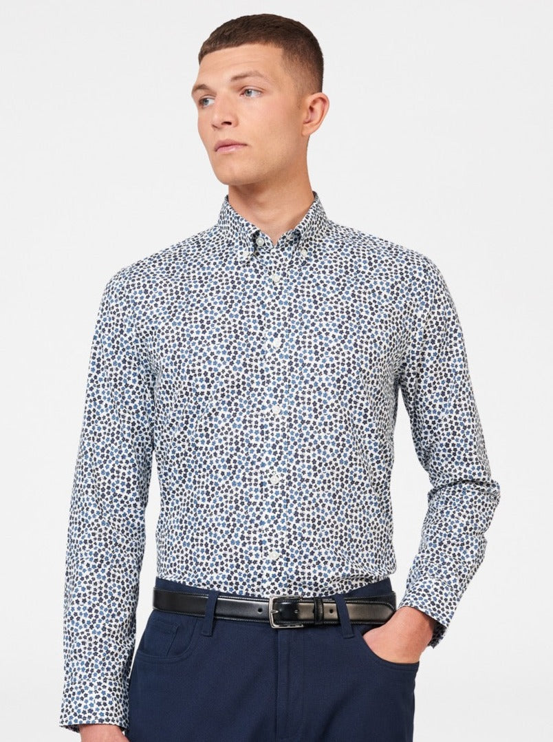 White Ben Sherman Ditsy Floral Print Long Sleeve Shirts | ZUWXMK-297