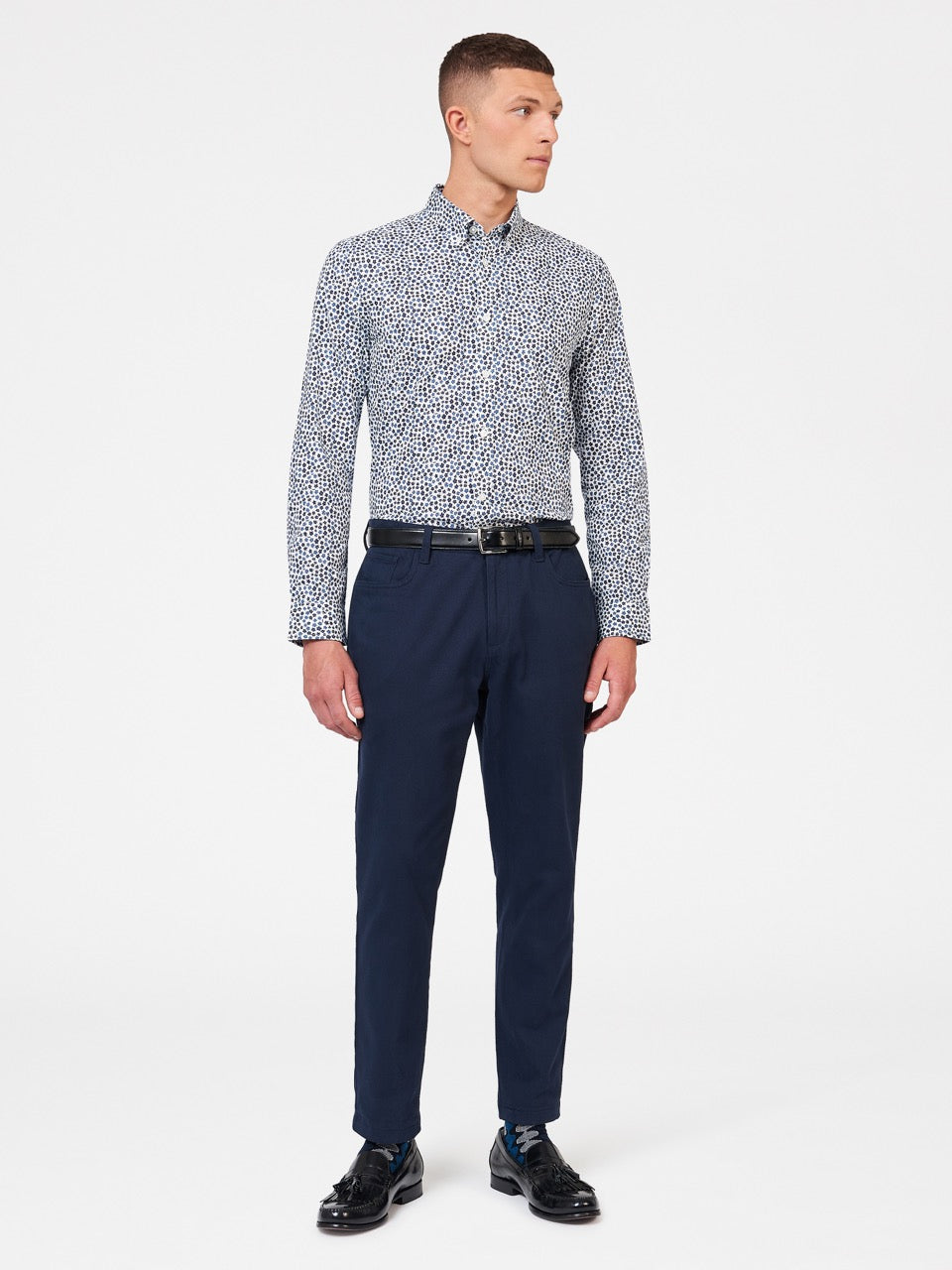 White Ben Sherman Ditsy Floral Print Long Sleeve Shirts | ZUWXMK-297