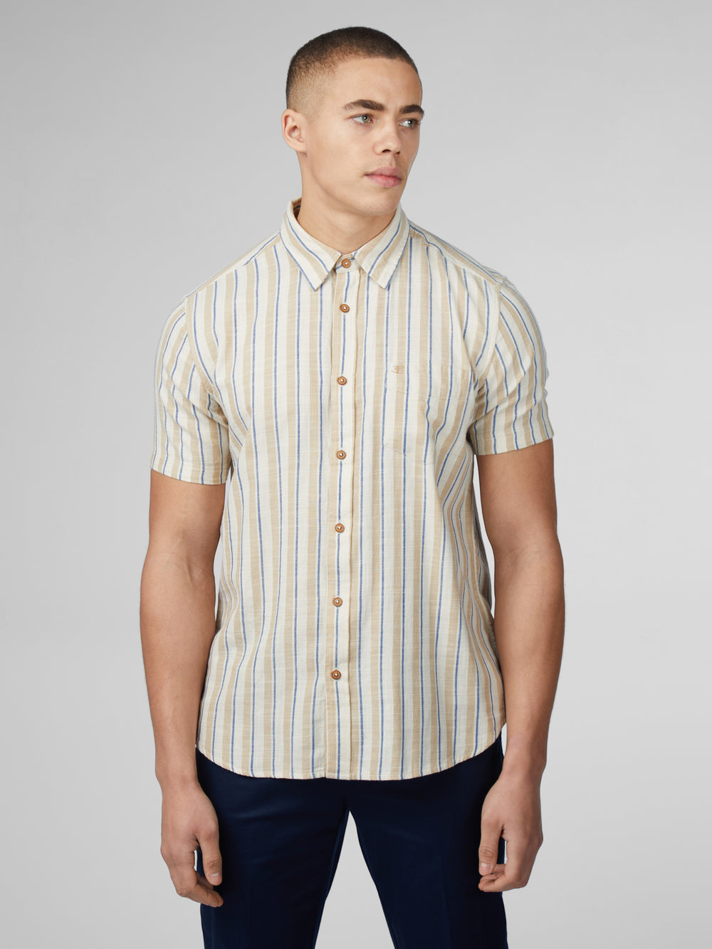 White Ben Sherman Signature Mod Stripe Shirts | VDBESY-827