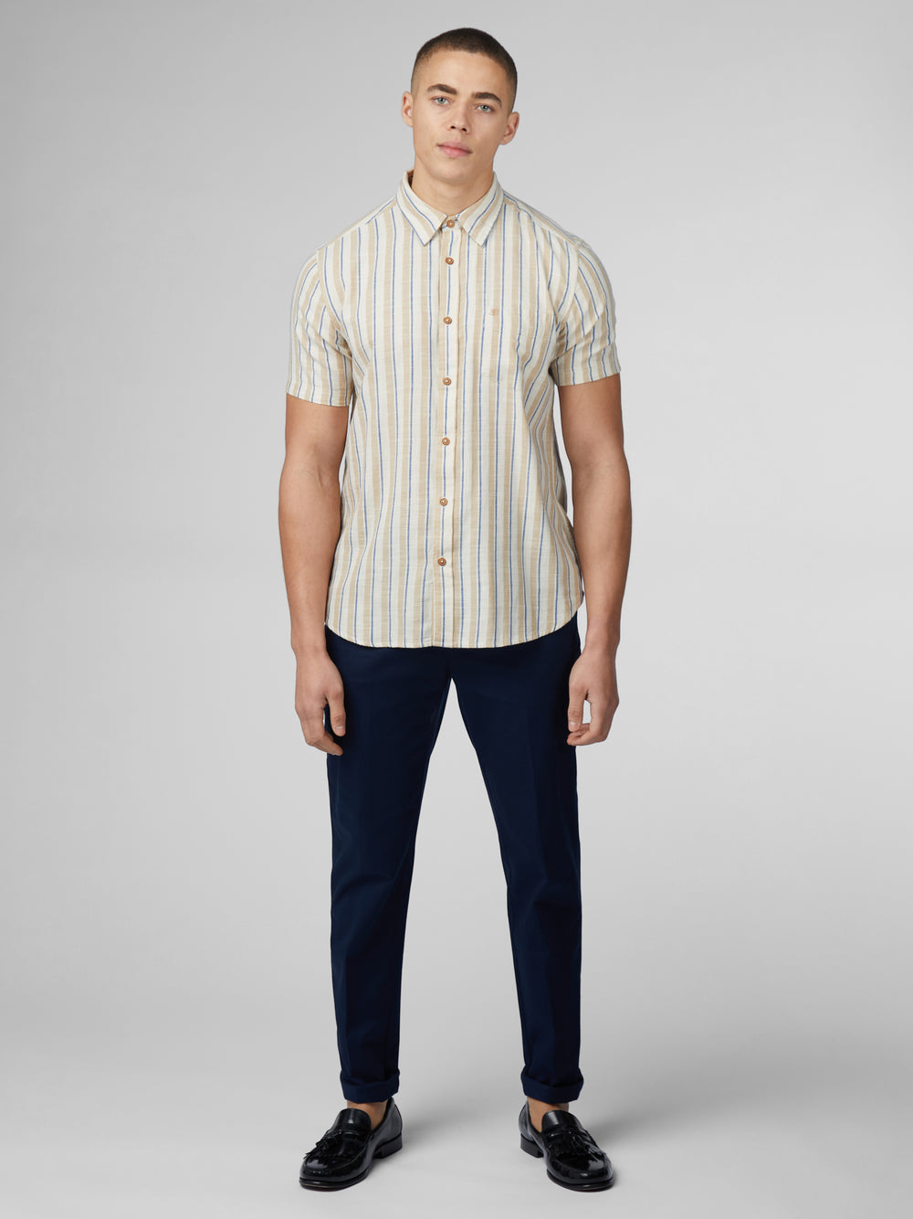 White Ben Sherman Signature Mod Stripe Shirts | VDBESY-827